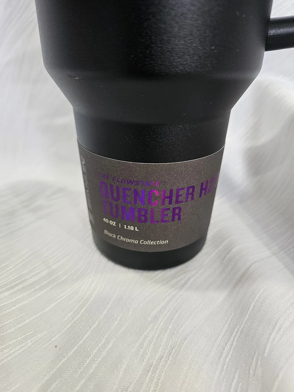 Stanley Black Travel Mug with Iridescent Purple Logo NEW - Picture 2 of 8
